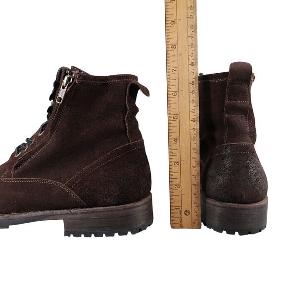 Leather Boots Mens 8 ZZYXX Shoes Biker Hand Crafted Brown Zip Combat Lug Sole main image 7